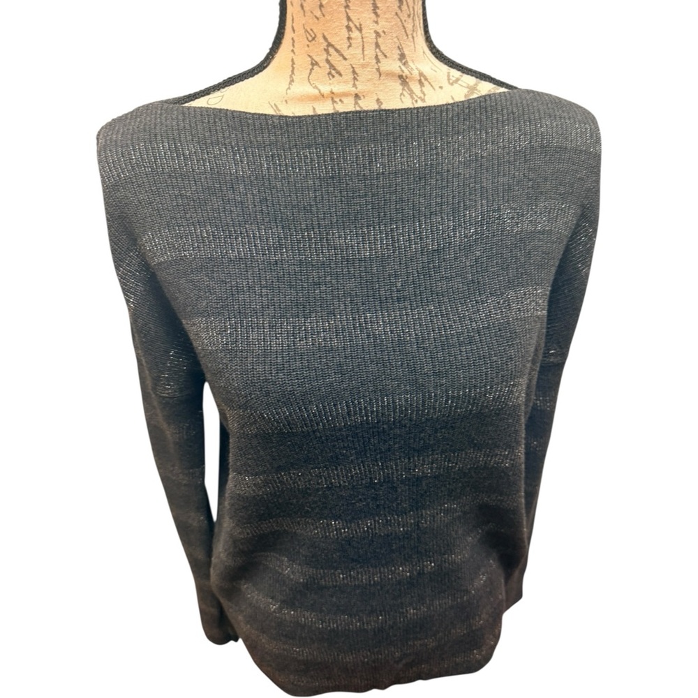 Tommy Bahama Charcoal Gray Sweater with Silver Metallic threads